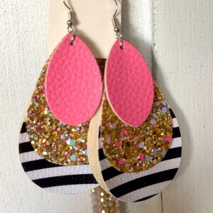 NWT Pink and Gold Teardrop Earrings